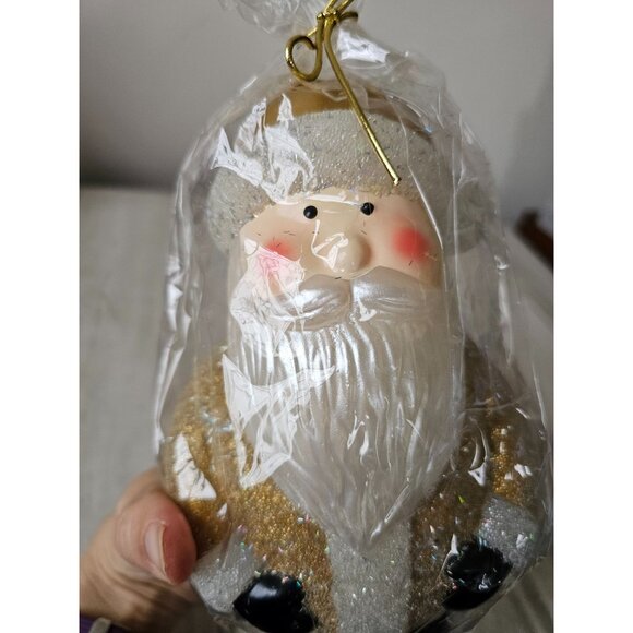 Pottery Barn beaded Santa candle unique large gold decor Xmas - Picture 6 of 9